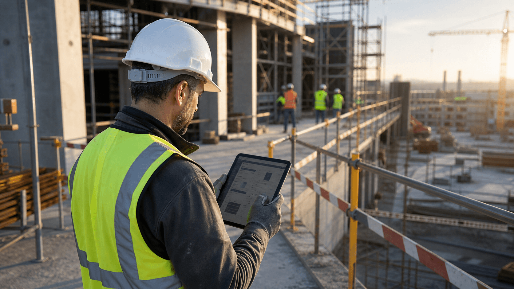 Safety inspector checking an area on a construction project